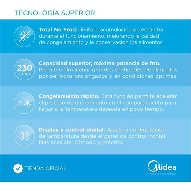 Freezer Midea 230 Lts Inox No Frost (Ec8sar1)