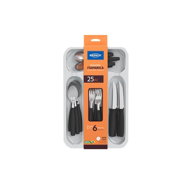 Set Cubiertos Brinox 6000/716 Itaparica 25 Pzs Negro