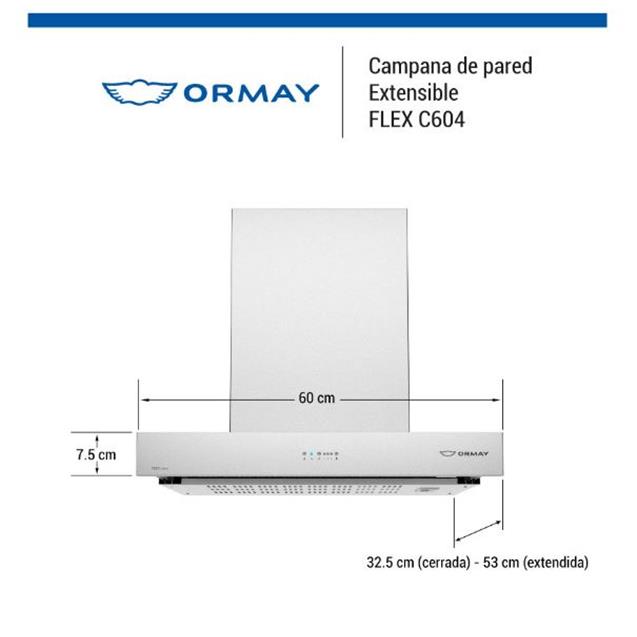 Campana Ormay 604 Flex 60 Cm Inox