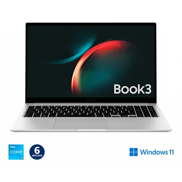 Notebook Samsung Book3 - I3 / 8gb / 256gb / 15,6" / W11 / Silver