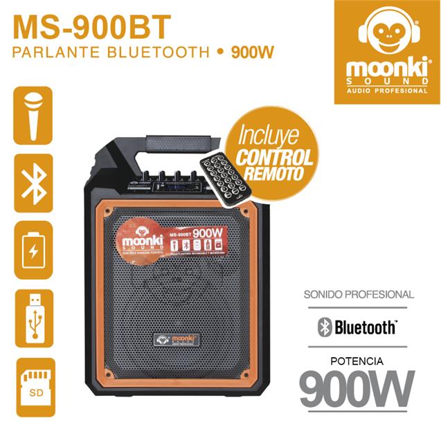 Parlante Moonki 900w Bluetooth Usb Microfono Bateria (Ms900)