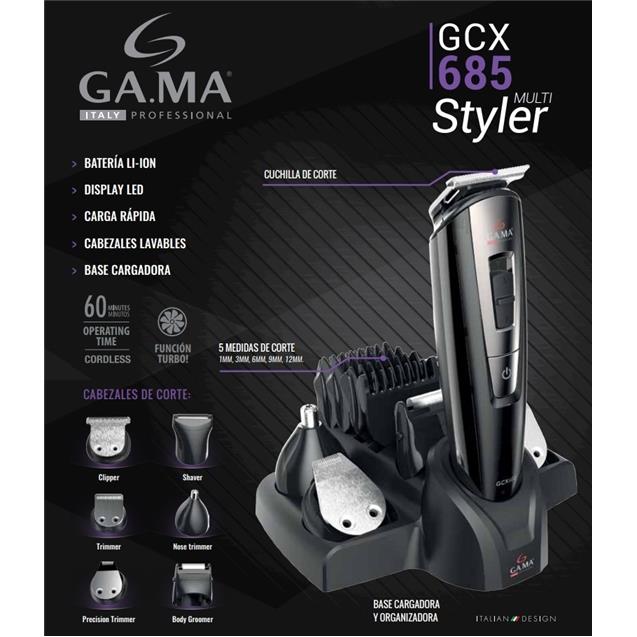 Cortadora Cabello-Barba-Cuerpo-Nariz y Orejas Ga.Ma (Gcx685)