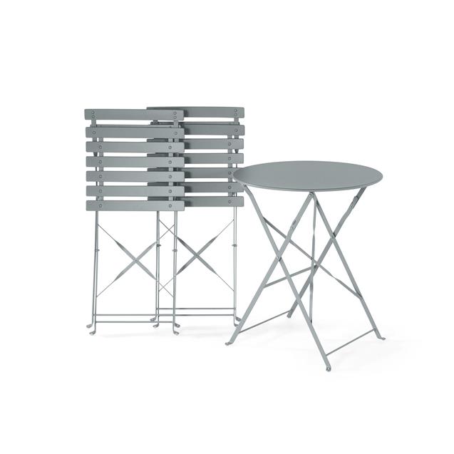 Juego Jardin Mesa y Sillas Plegables Gris Abon Garden