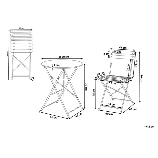 Juego Jardin Mesa y Sillas Plegables Gris Abon Garden