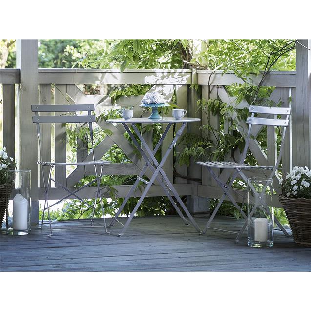 Juego Jardin Mesa y Sillas Plegables Gris Abon Garden