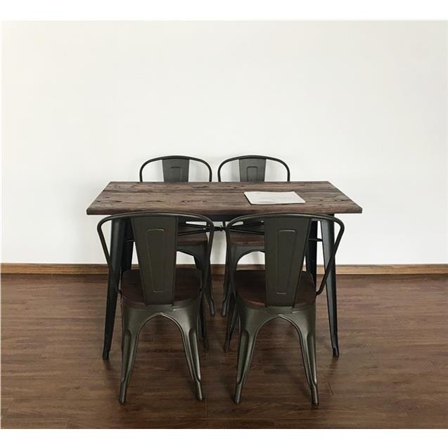 Silla Tolix Metal color CAFE Mate con Madera (M818c)