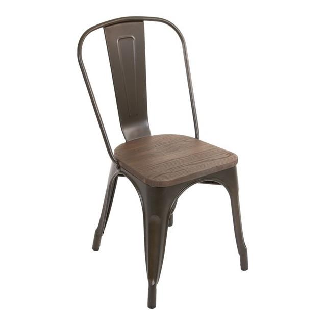 Silla Tolix Metal color CAFE Mate con Madera (M818c)