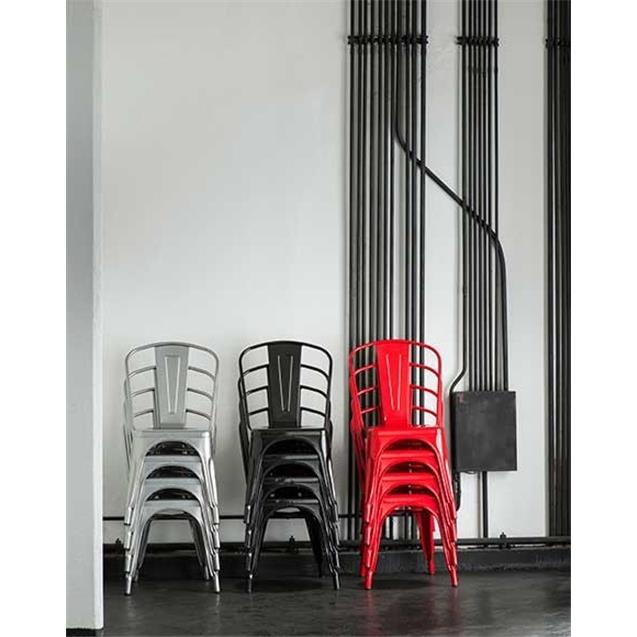 Silla Tolix Metal color CAFE Mate con Madera (M818c)