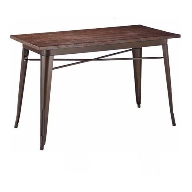 Mesa Tolix color CAFE Mate 160cm x 80cm con Tapa de Madera (Bm808075)