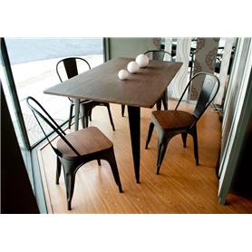 Mesa Tolix color CAFE Mate 160cm x 80cm con Tapa de Madera (Bm808075)