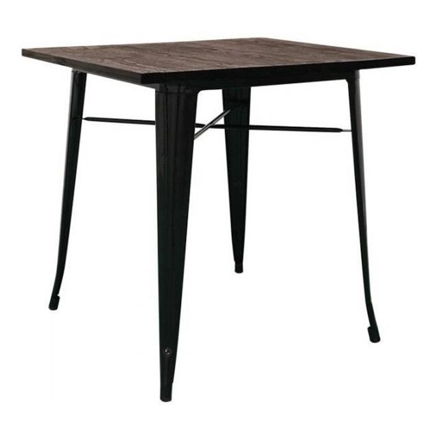 Mesa Tolix color CAFE Mate 80cm x 80cm con Tapa de Madera (Bm808075)