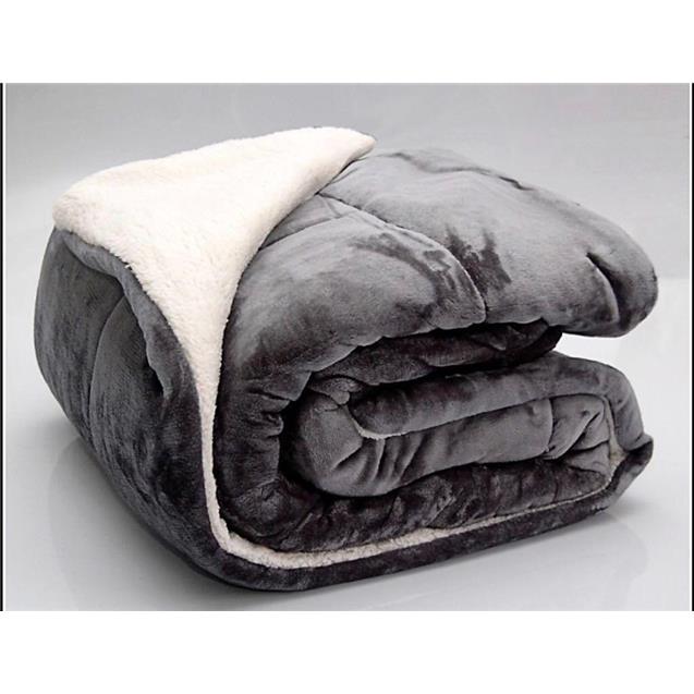 Acolchado Luxury Queen Corderito Gris (2.40X2.30)