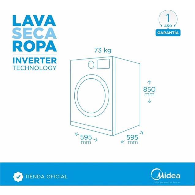 Lavasecarropas Midea 12/8 Kg 1200 Rpm Inverter (Wdlc312sar1)