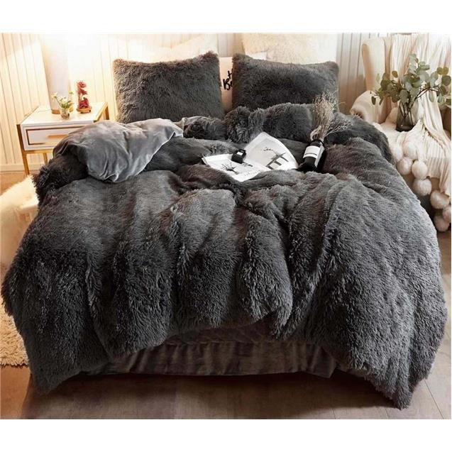 Acolchado Nordico Plush Queen Gris (2.40x2.30)