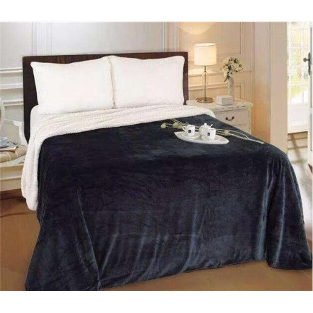 Manta Flannel Reversible Queen Negro (240X230)