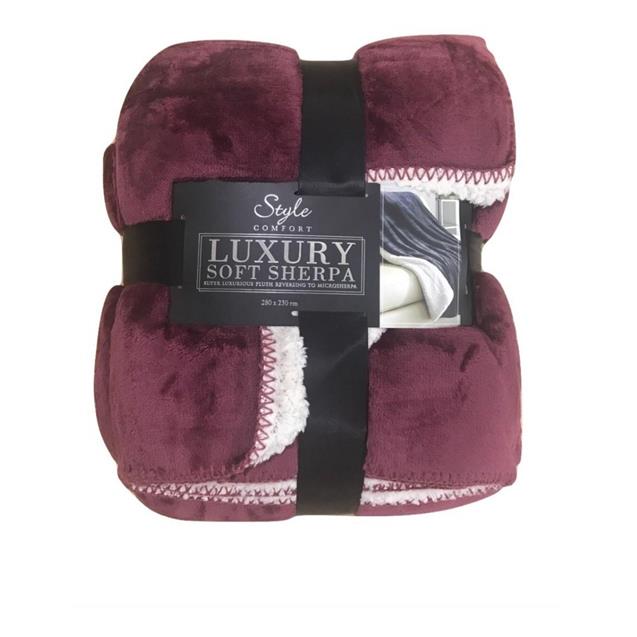 Manta Flannel Reversible Queen Bordo (240X230)
