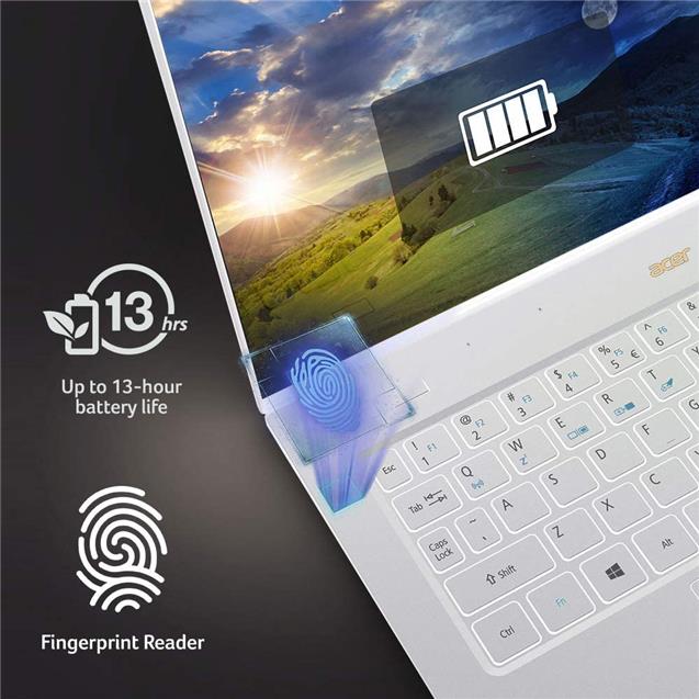Notebook Acer Swift 7 14" 16GB + SSD 512GB  W10 White (I7-8550Y)