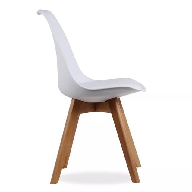 Silla Tulip 48x54x82 Pata Madera C/Almohadón Blanco