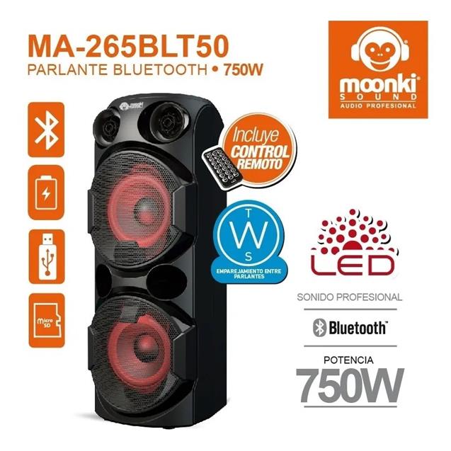 Parlante Moonki 750w Bluetooth Usb Bateria (Ma265blt)