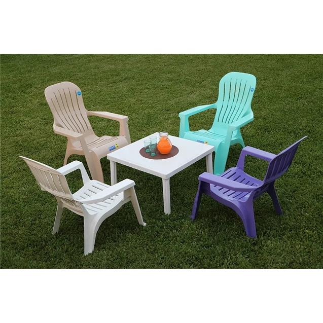 Juego De 4 Sillones Varadero Aguamarina + Mesa Bari Color Aguamarina