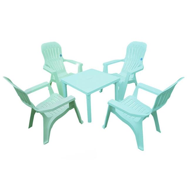 Juego De 4 Sillones Varadero Aguamarina + Mesa Bari Color Aguamarina