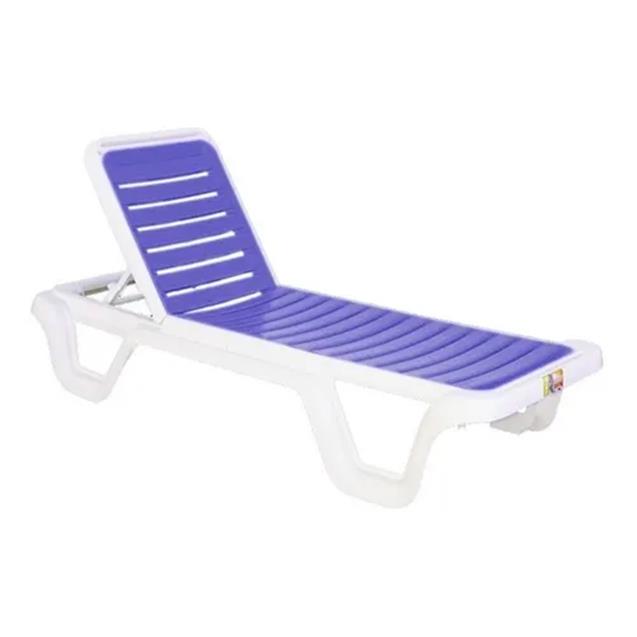 Juego De 2 Reposeras Hawaii Plástico Lila + 1 Mesa Bahamas Blanca