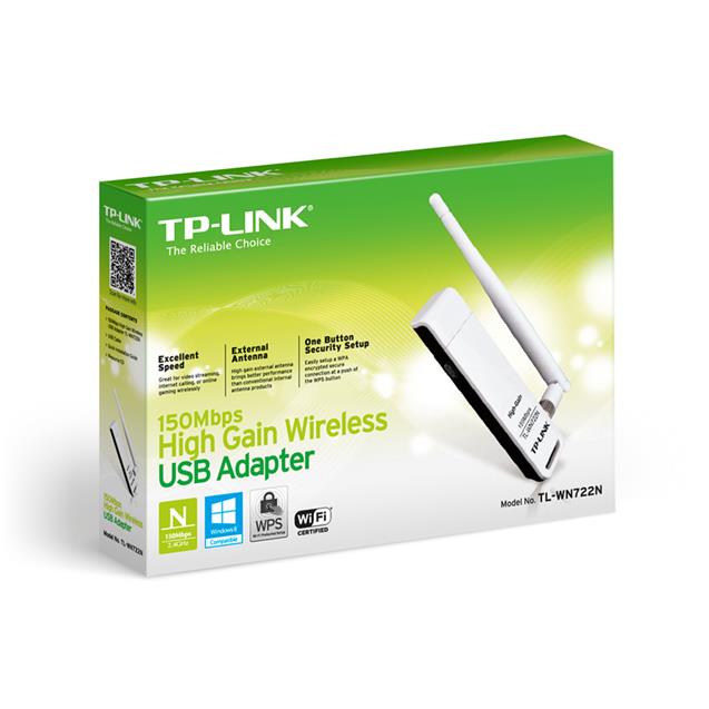 Adaptador De Red Usb Tp-Link Tl-Wn722n 150 Mbps Antena De 4 Dbi