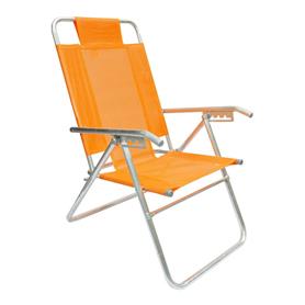 Reposera Aluminio Alta Descansar 5 Posiciones Naranja (80017)