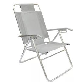 Reposera Aluminio Alta Descansar 5 Posiciones Gris (80017)