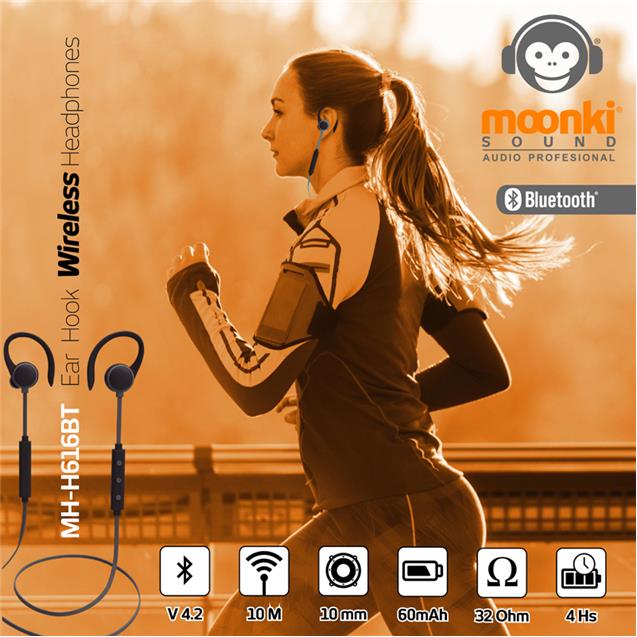 Auricular Deportivo Moonki Mh-H616bt Bt 4hs Negro