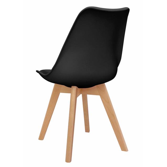 Silla Tulip 48x54x82 Pata Madera Con Almohadón Negro