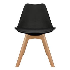 Silla Tulip 48x54x82 Pata Madera Con Almohadón Negro
