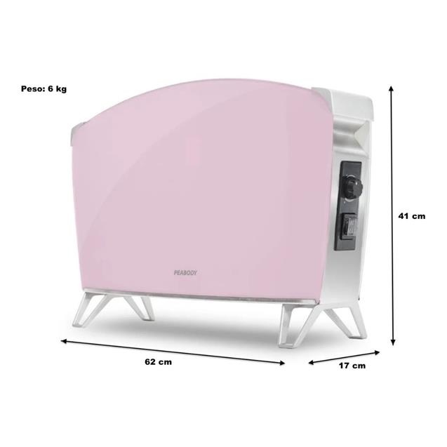 Vitroconvector Peabody Pe-Bvc15p 1500w Doble Vidrio Rosa