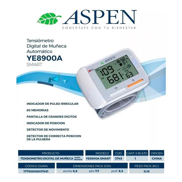 Tensiometro Aspen Ye8900a Digital Automatico Muñeca