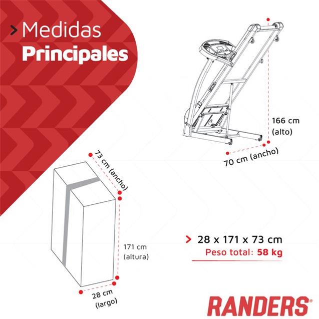 Cinta Motorizada Randers Arg-470 Con Inclinación 110kg (16 Km/H)