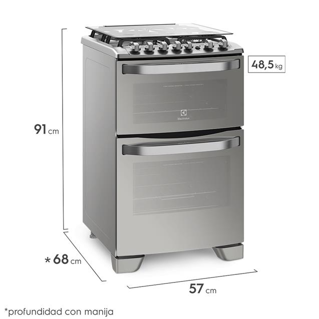 Cocina Electrolux 56cm Acero Doble Horno Electrica/Gas (56dxq)