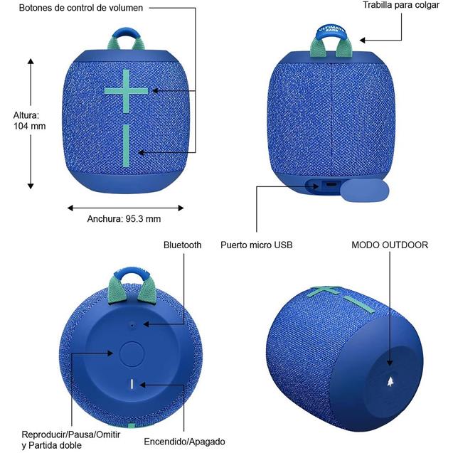 Parlante Logitech Wonderboom2 Bt Bermuda Blue