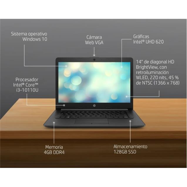 Notebook Hp 14" Core I3-10110u 4GB + SSD 128GB HD Gris W10 (CK2092LA)