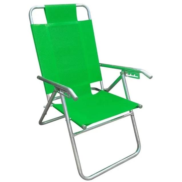 Reposera Aluminio Reforzada Alta Descansar 5 Posiciones Verde (80000)