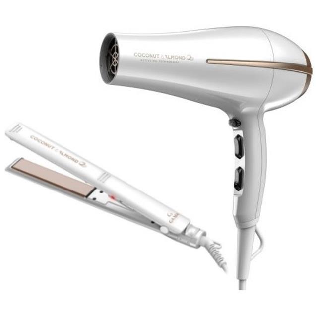 Pack GA.MA Secador Bora Coconut & Almond + Plancha para cabello Elegance Coconut & Almond (PKECABCA)