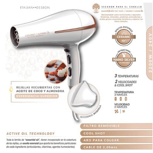 Pack GA.MA Secador Bora Coconut & Almond + Plancha para cabello Elegance Coconut & Almond (PKECABCA)