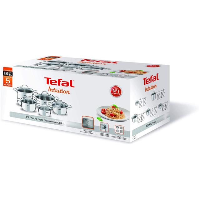 Set T-Fal Intuition 10 Piezas Inoxidable (A702SC85)