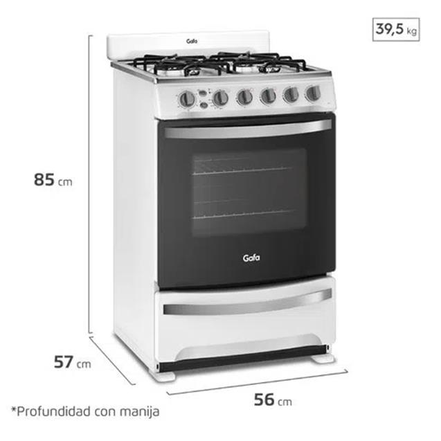 Cocina Gafa 56 Cm Encendido eléctrico/Timer/Autolimpiante Blanca (CGB56)