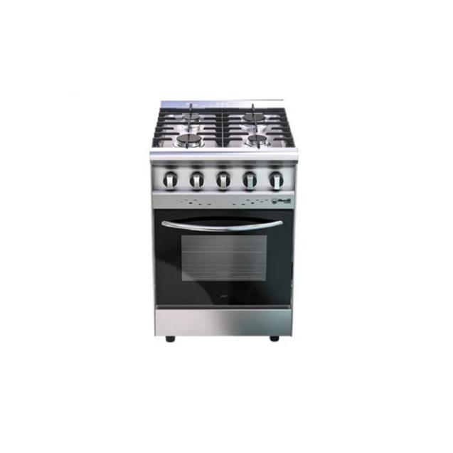 COCINA MORELLI 16045 ACERO 550 4 HORNALLAS PTA VISOR Y REJA FUND. LIVIANA INOX