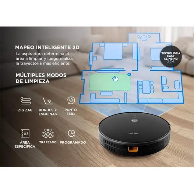 Aspiradora Gadnic Clean Duo Trapeadora Robot Negra (Z9600)