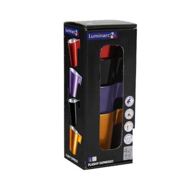 Set Tazas Luminarc Flashy Espresso 80cc 4 Unidades (J7270)