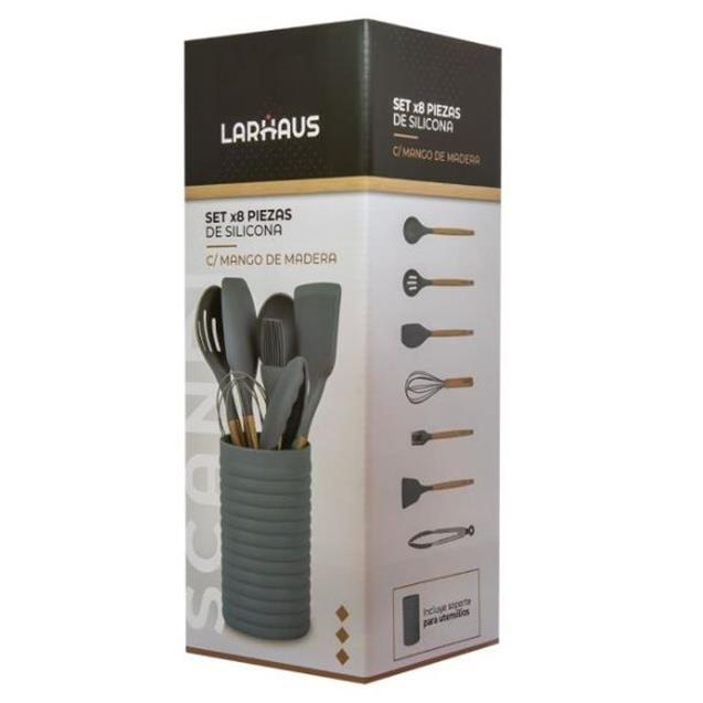 Set Utensilios Larhaus Scandi Silicona 8 Piezas (LH1037)