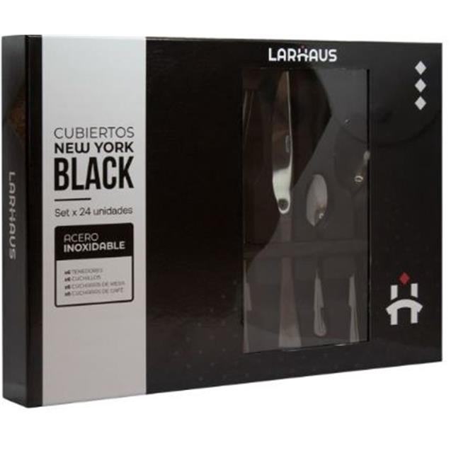 Set Cubiertos Larhaus New York - 24piezas – Black (LH1081)