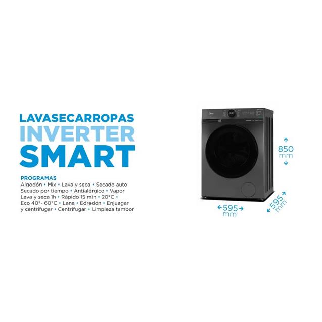 Lavasec. Midea 12/8kg Inverter Wi-Fi Gris (MF200D120B)