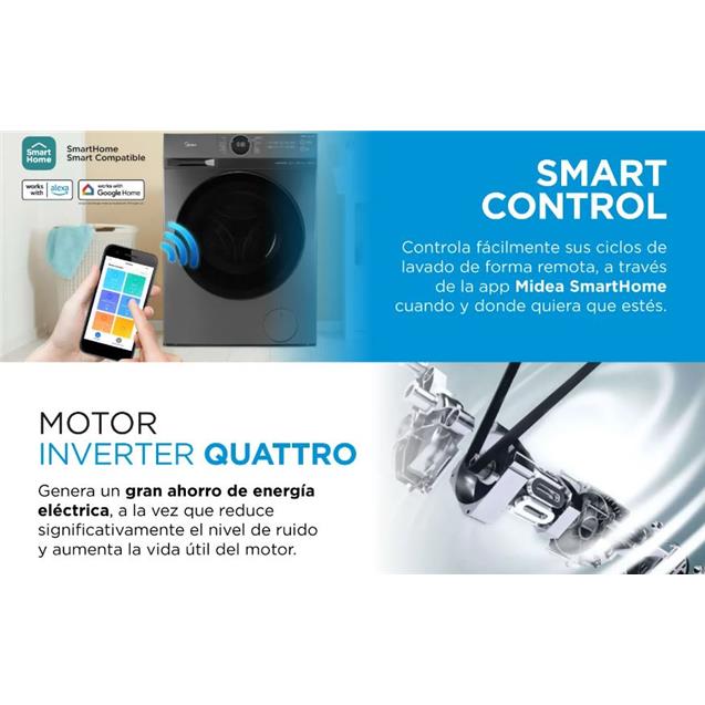Lavasec. Midea 12/8kg Inverter Wi-Fi Gris (MF200D120B)